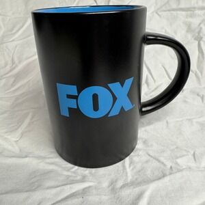Black FOX Logo Coffee Mug‎ Blue Interior Ceramic